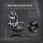 Voir la diapositive 5 : VINSETTO Vinsetto Fauteuil de bureau gamer style baquet racing - pivotant, inclinable - coussin lombaire, tétière, repose-pieds inclus - revêtement synthétique blanc noir