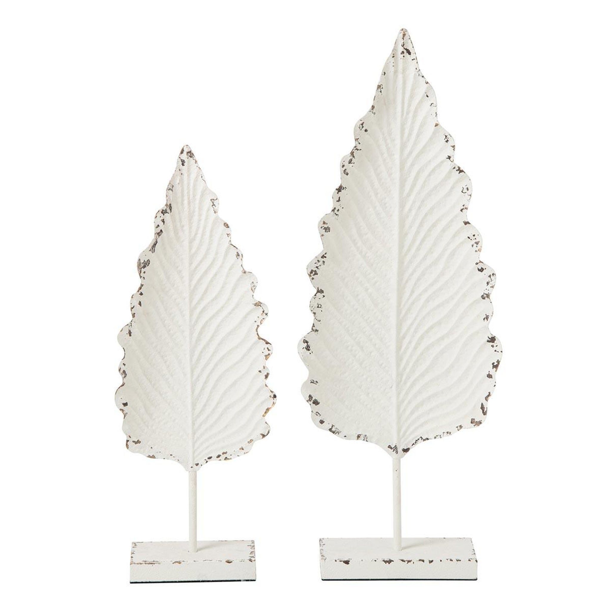 J-LINE Lot de 2 feuilles déco  vidal  89cm blanc