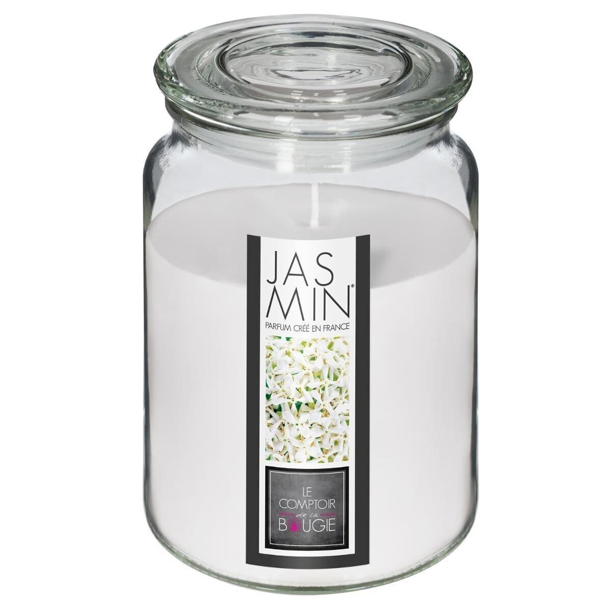 COMPTOIR DE LA BOUGIE Bougie Parfumée en Verre  Couvercle  510g Jasmin