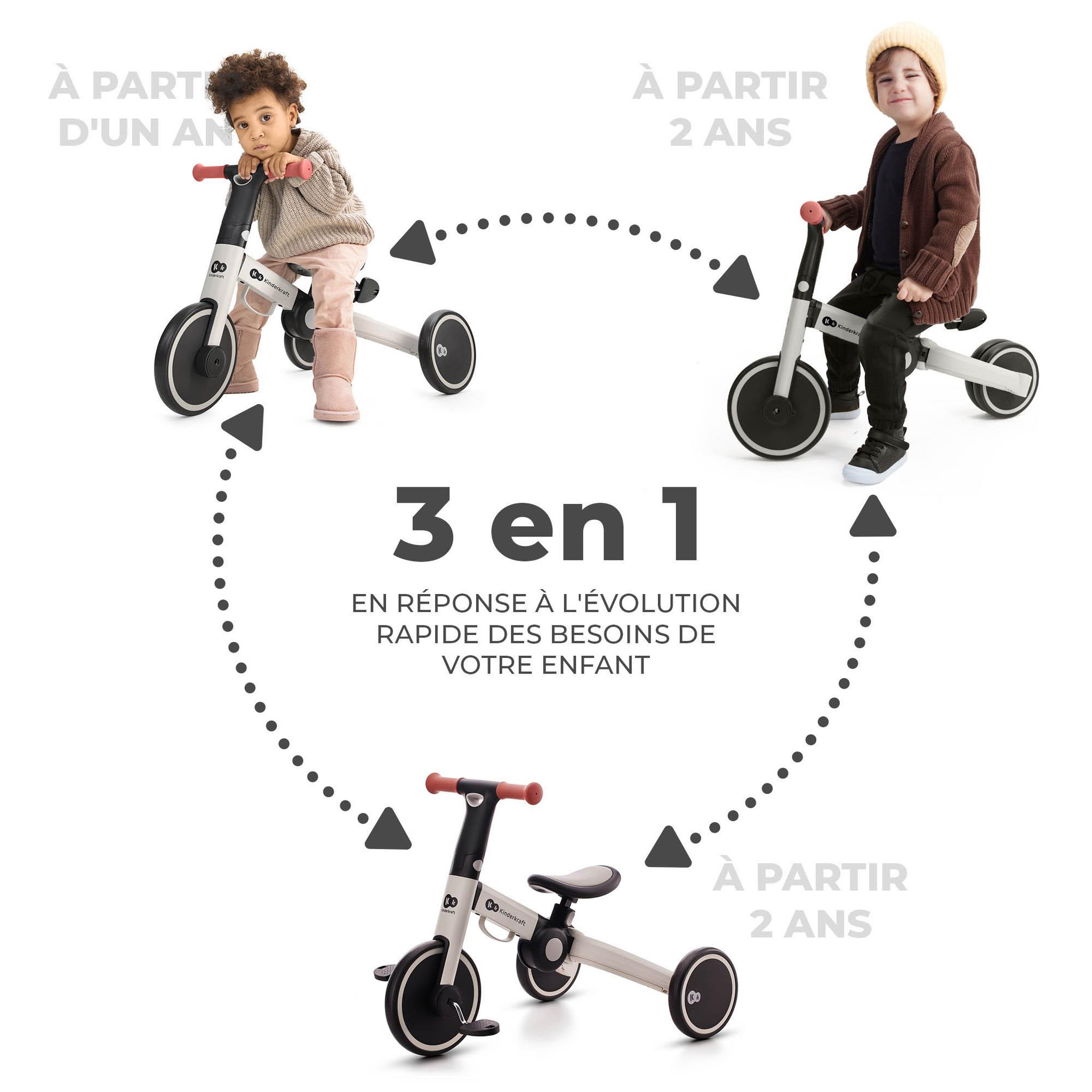 Voir la diapositive 4 : KINDERKRAFT Tricycle évolutif pliable 3 en 1 avec fonction draisienne