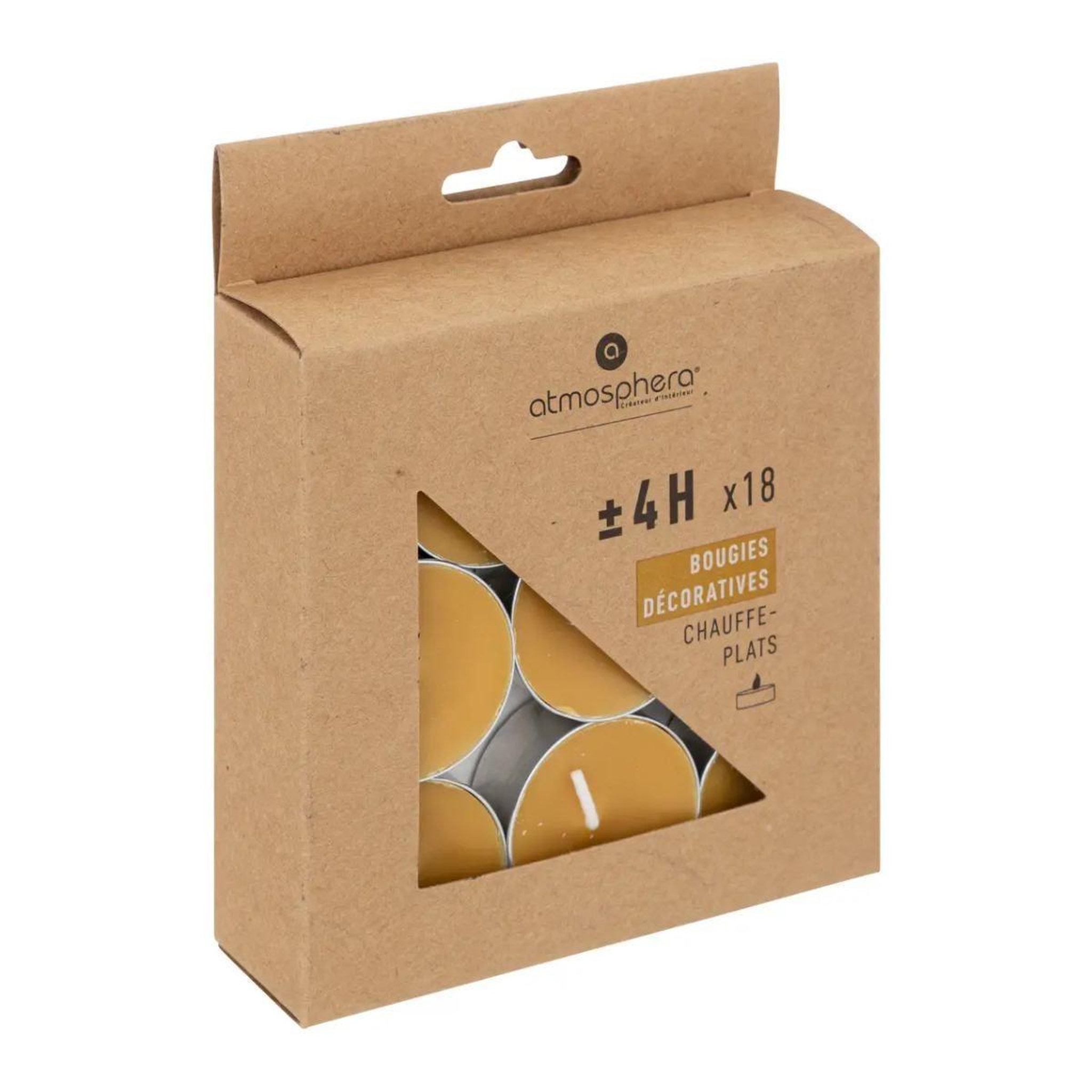 Voir la diapositive 3 : ATMOSPHERA Lot de 18 bougies chauffe-plat  hugo  3,7cm moutarde