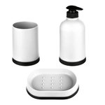 B BASIC & CO Set de 3 Accessoires de Salle de Bain  Strip  12cm Blanc