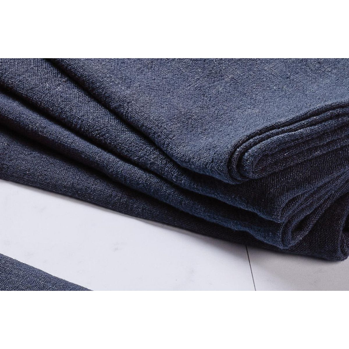 BJORN Serviette de table - 6 pièces - Lin et coton bleu nuit