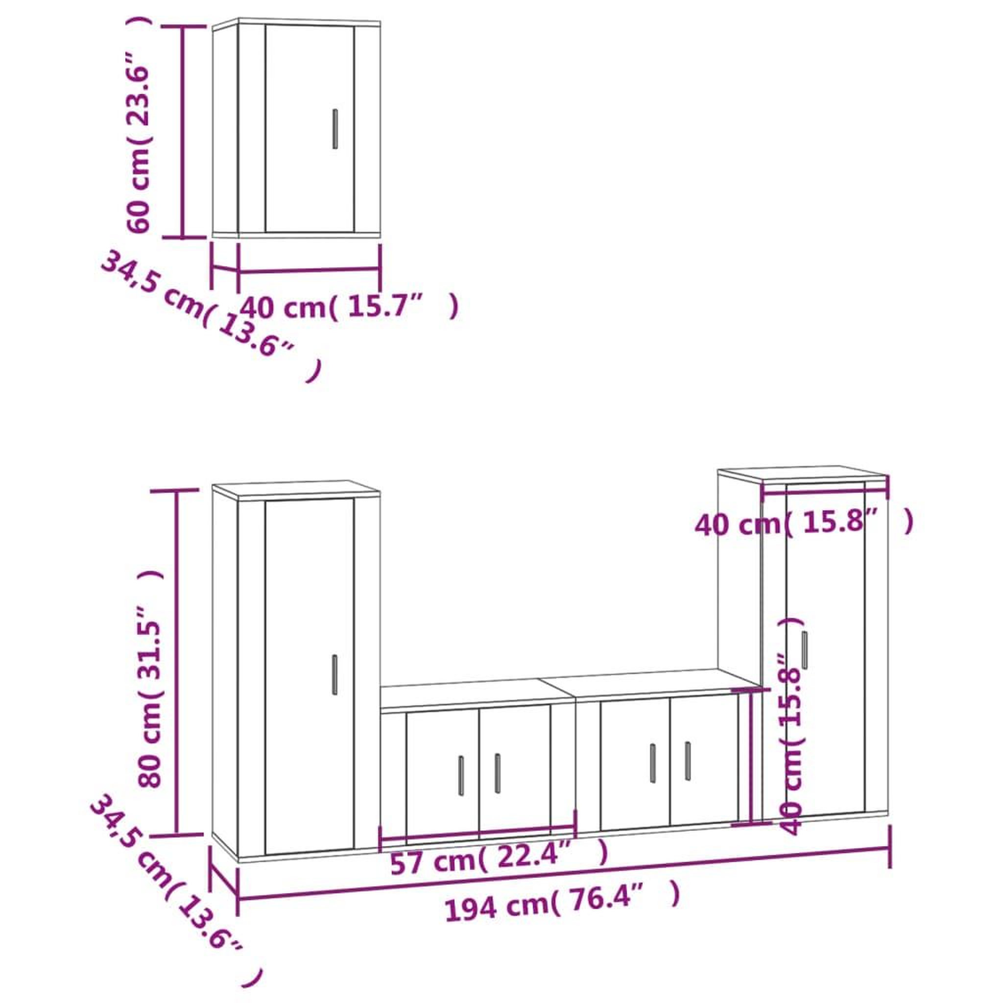 Voir la diapositive 5 : VIDAXL Ensemble de meubles TV 5 pcs Noir Bois d'ingenierie