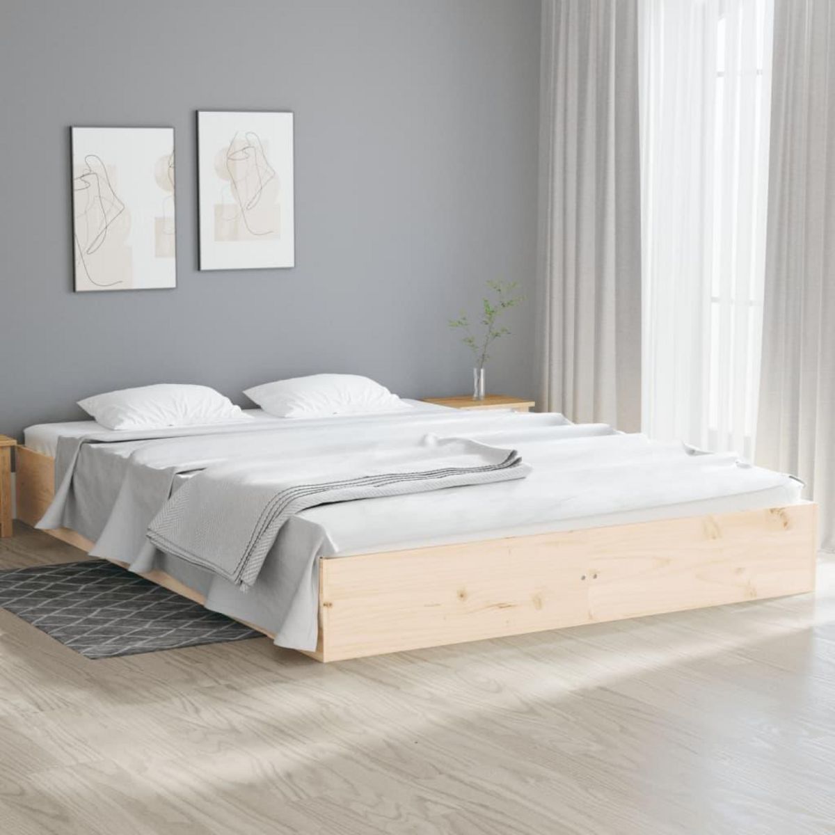 VIDAXL Cadre de lit sans matelas bois massif 140x200 cm