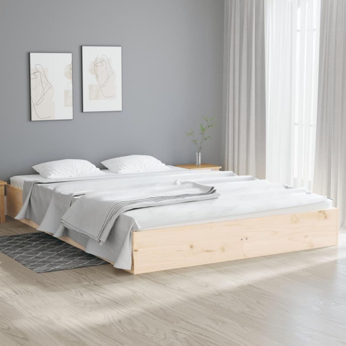 VIDAXL Cadre de lit sans matelas bois massif 140x200 cm