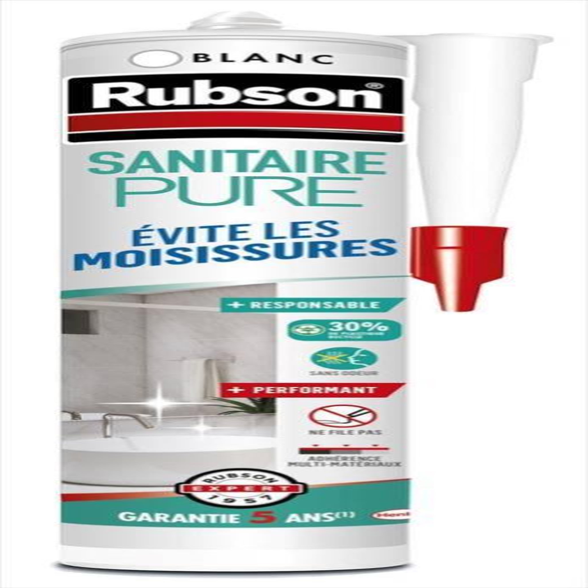rubson Mastic d'étanchéité cuisine et bain pure sanitaire RUBSON blanc 280ml