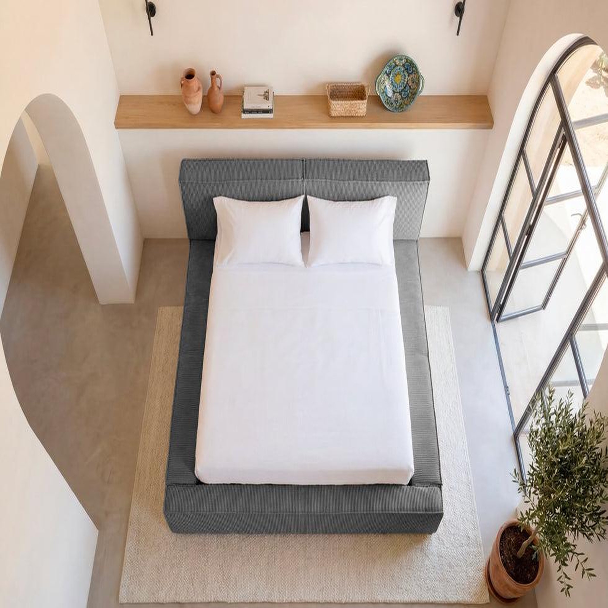 Voir la diapositive 5 : CASANOVA PARIS NOTO - Lit coffre petit velours côtelé Gris foncé