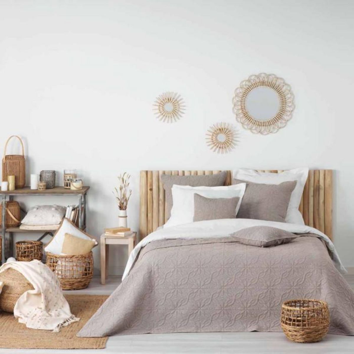 Paris Prix Housse de Coussin  Florette  60x60cm Taupe