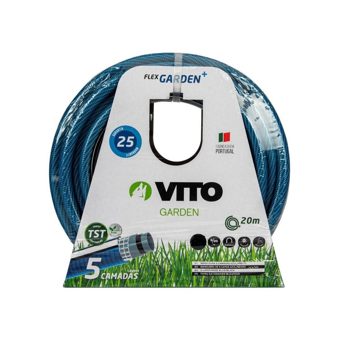 VITO Tuyau arrosage PVC Ø 15mm/ 20m  5 Couches 20 bars Anti torsions Anti Algues VITO