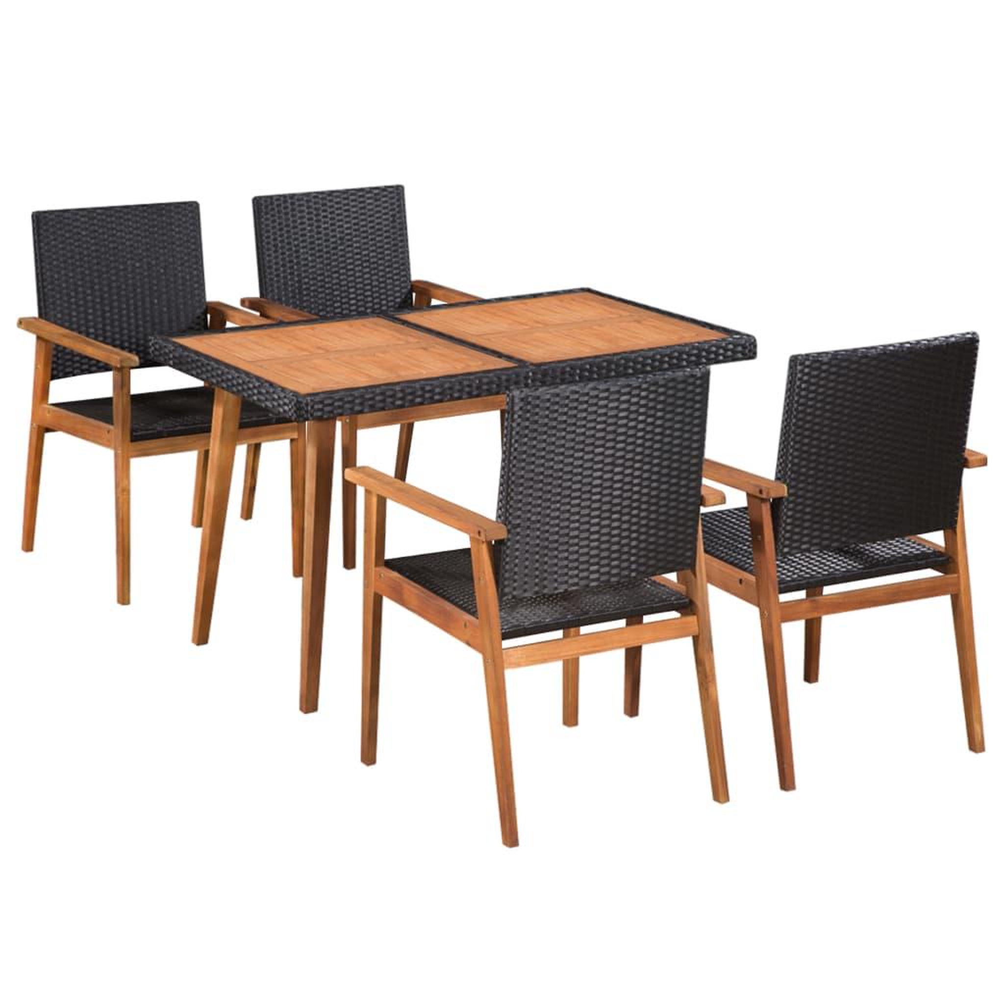Voir la diapositive 1 : VIDAXL Ensemble a manger d'exterieur 5 pcs Resine tressee Noir marron