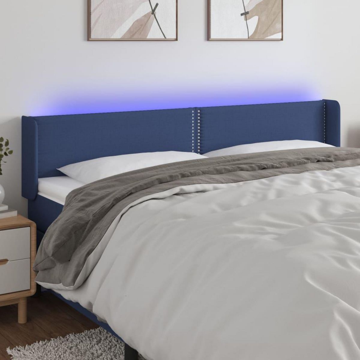 VIDAXL Tete de lit a LED Bleu 163x16x78/88 cm Tissu
