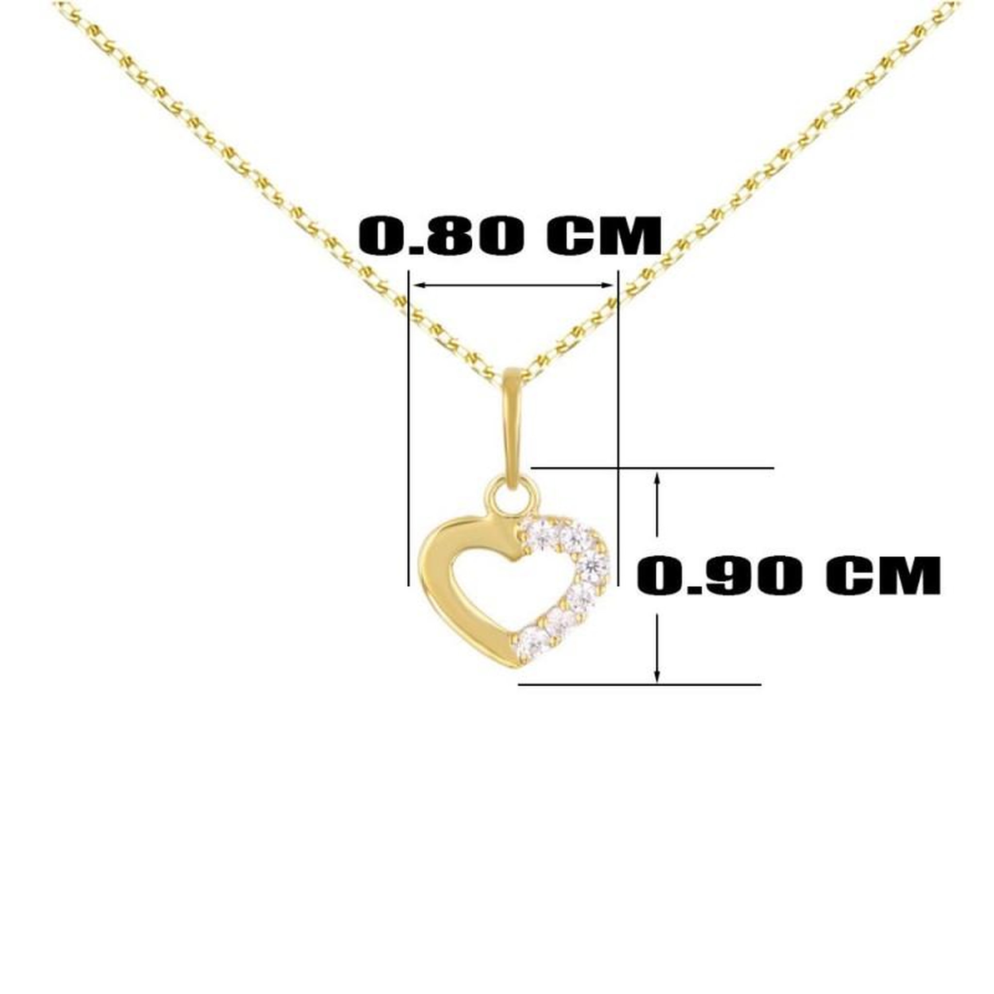 Voir la diapositive 3 : L'ATELIER D'AZUR Collier - Pendentif Or Jaune Coeur Serti de Zirconiums - Chaine Dorée Offerte