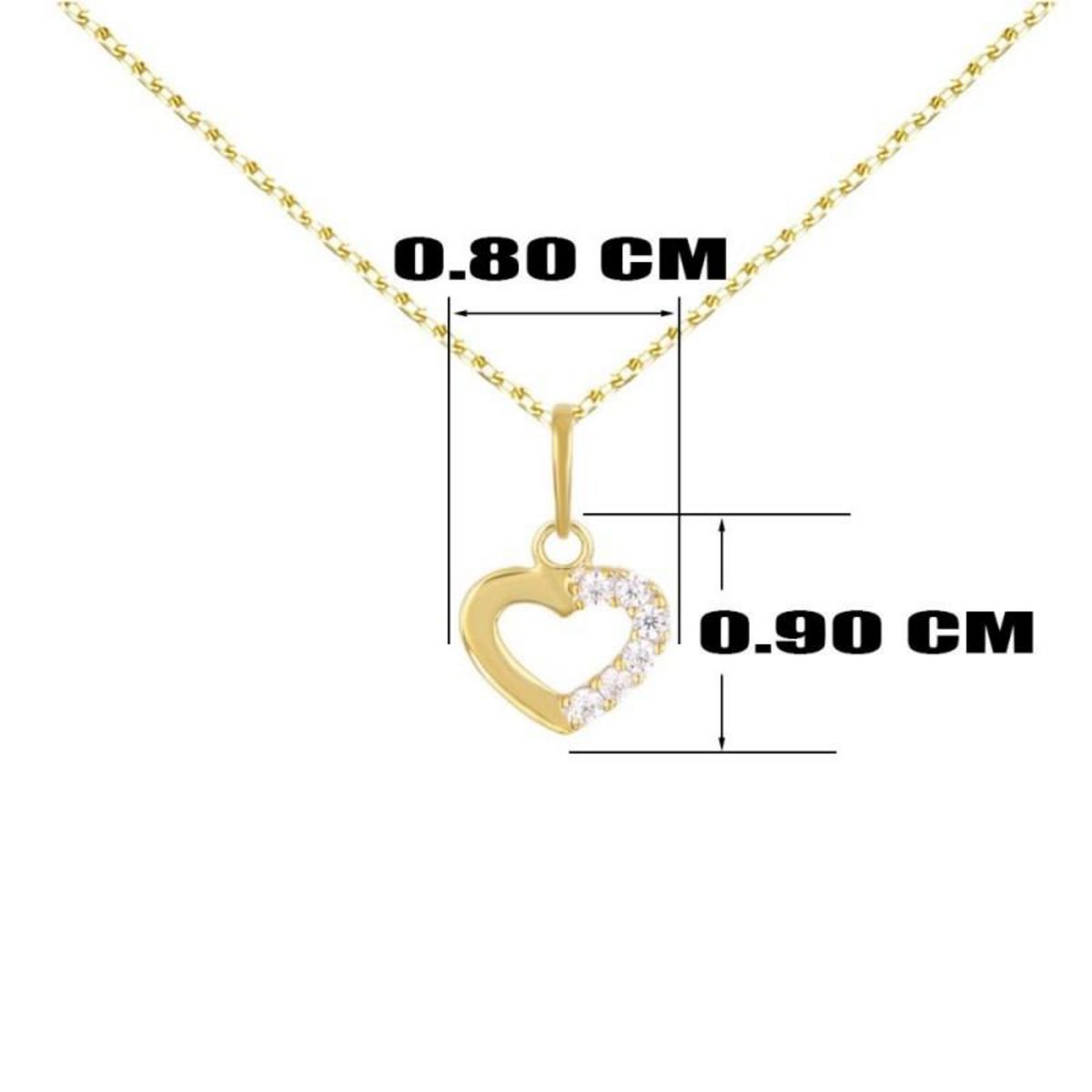 L'ATELIER D'AZUR Collier - Pendentif Or Jaune Coeur Serti de Zirconiums - Chaine Dorée Offerte