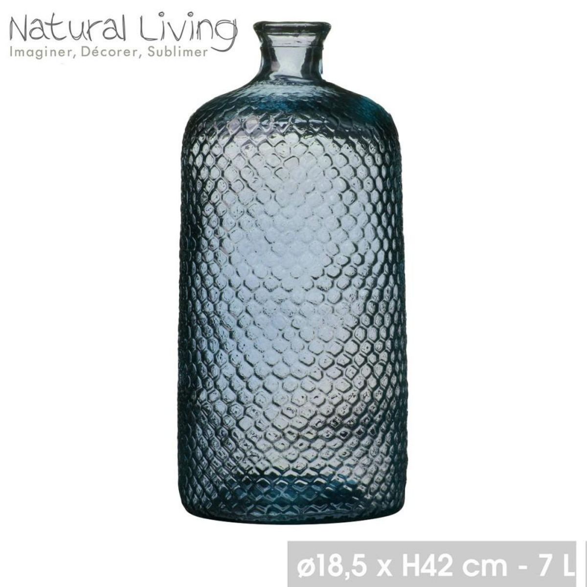 FORNORD Vase Serena verre recyclé bleu 7L D18.5 H42