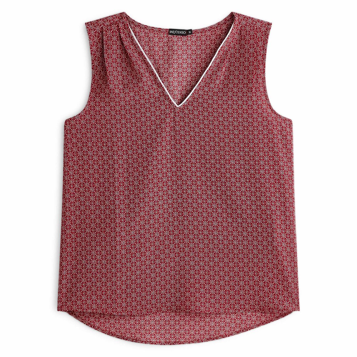 IN EXTENSO Top rose imprimé graphique col v femme