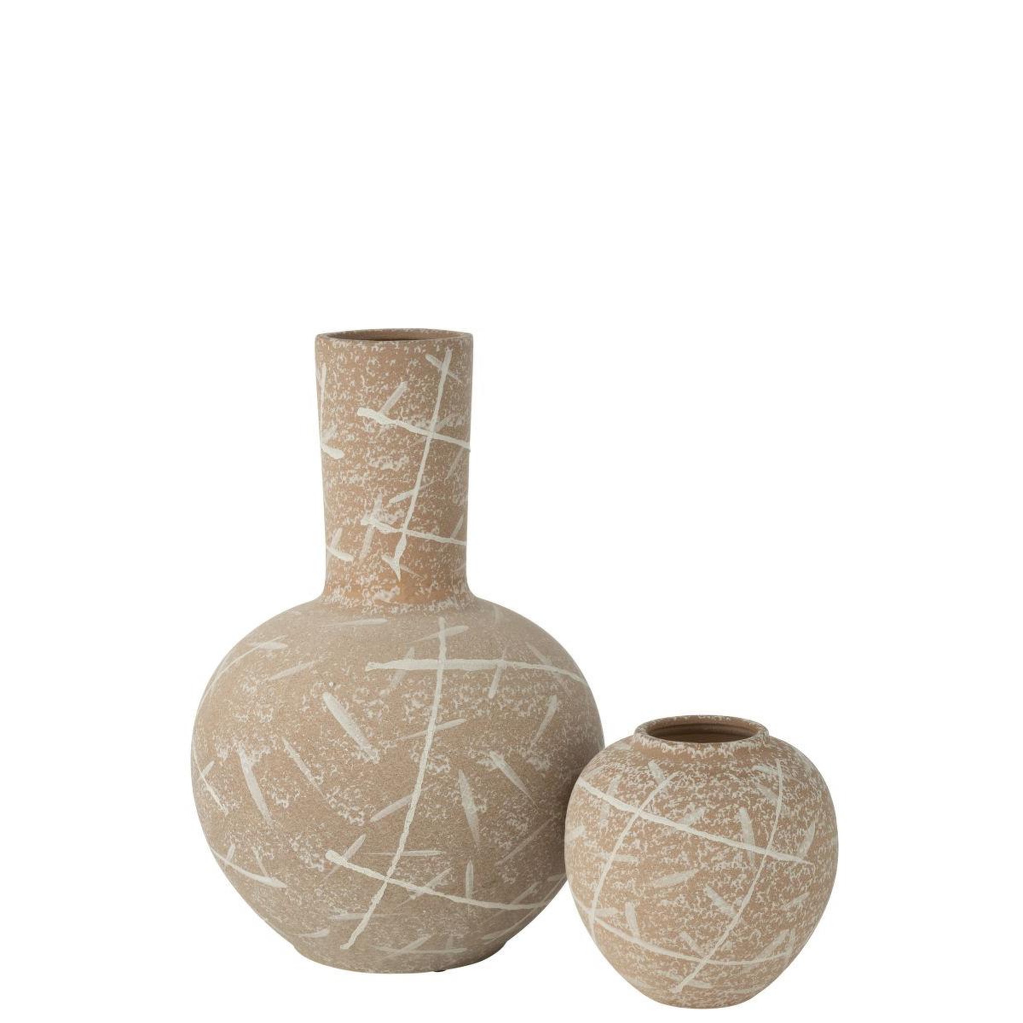 Voir la diapositive 2 : J-LINE Vase globe en grès  dune  52cm beige & blanc