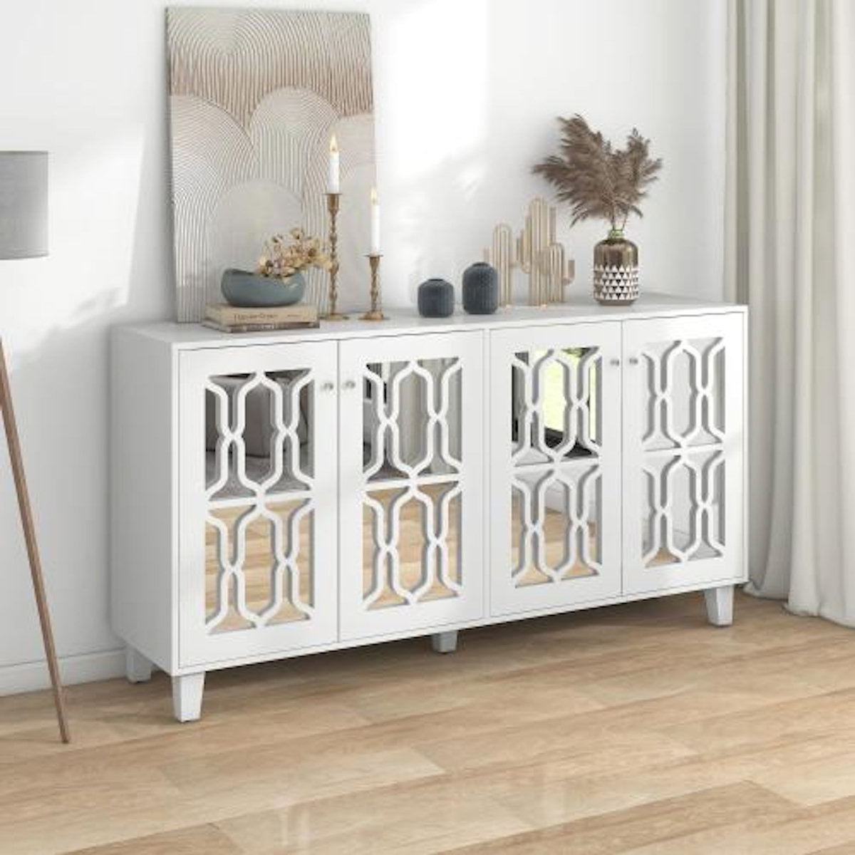 MERAX Buffet 4 porte(s) 0 tiroir(s) - 160 cm blanc mdf