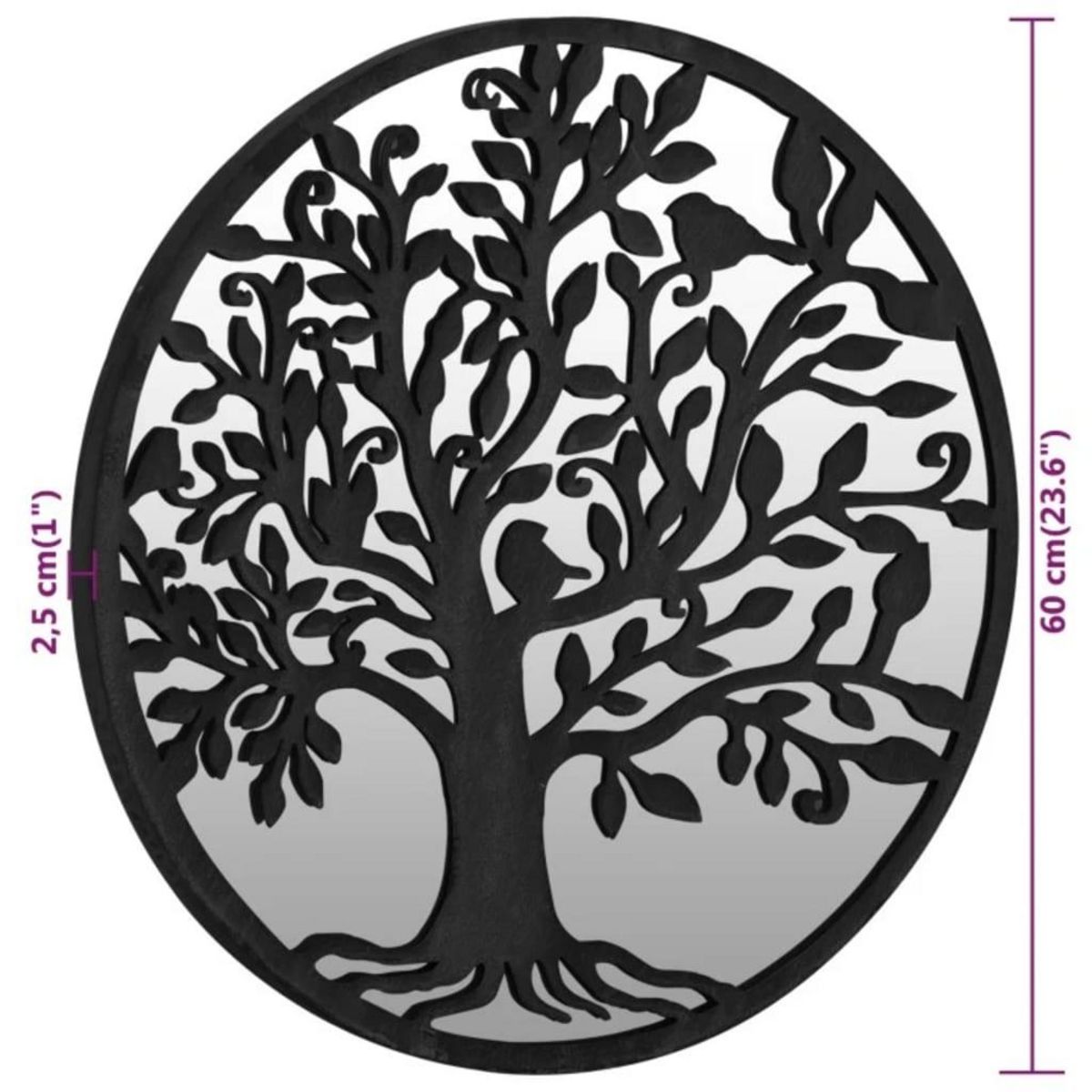 VIDAXL Miroir de jardin Noir 60x2,5 cm Fer Rond utilisation exterieure