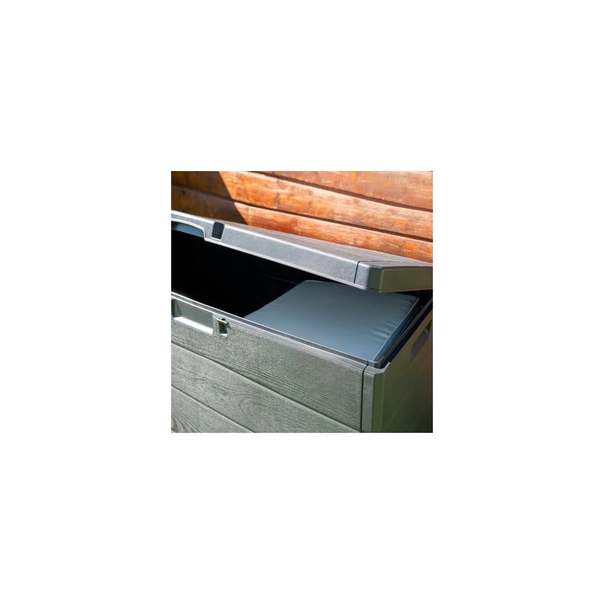 Voir la diapositive 2 : IPAE-PROGARDEN Coffre de rangement extérieur 170l - coffre de jardin anthracite dimensions 78l x 55l x 52h cm - résine - poignées de transport