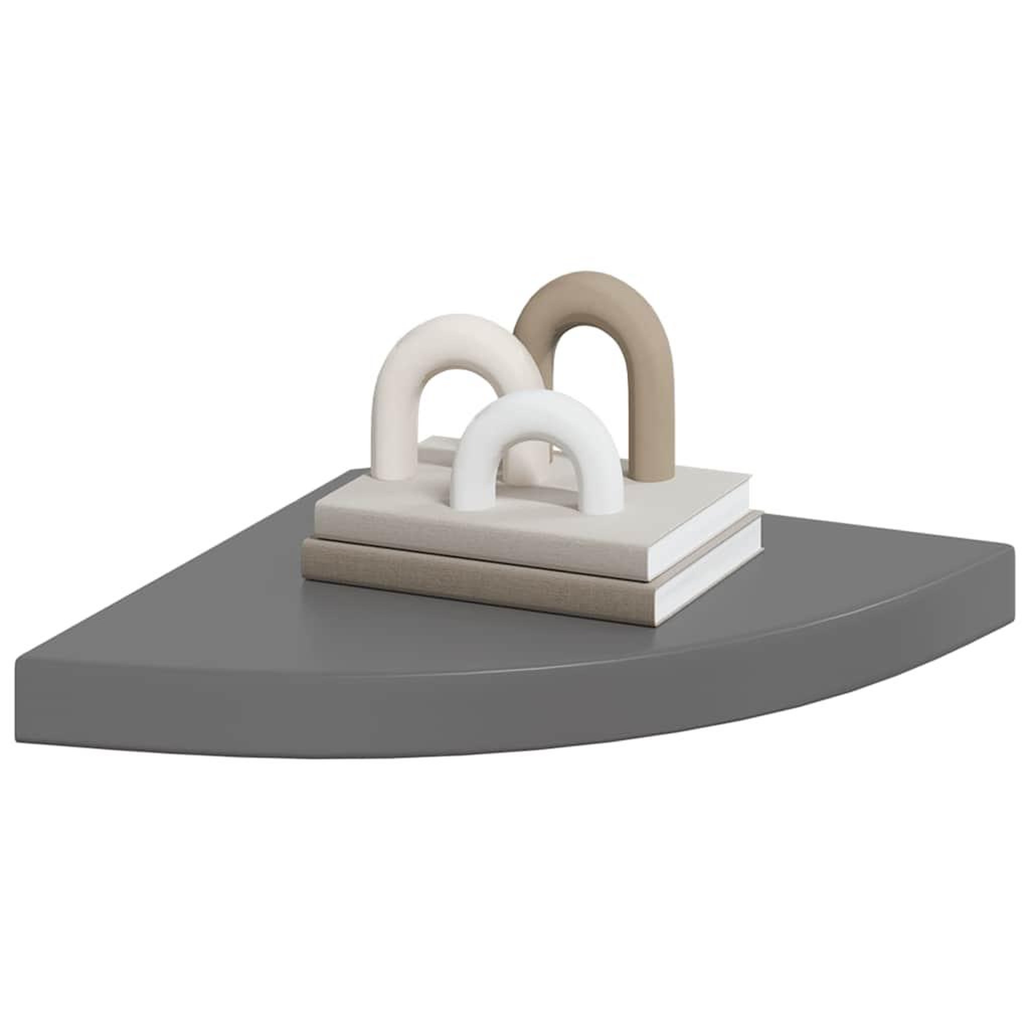 Voir la diapositive 4 : VIDAXL Etageres d'angle flottantes 2pcs gris brillant 35x35x3,8 cm mdf
