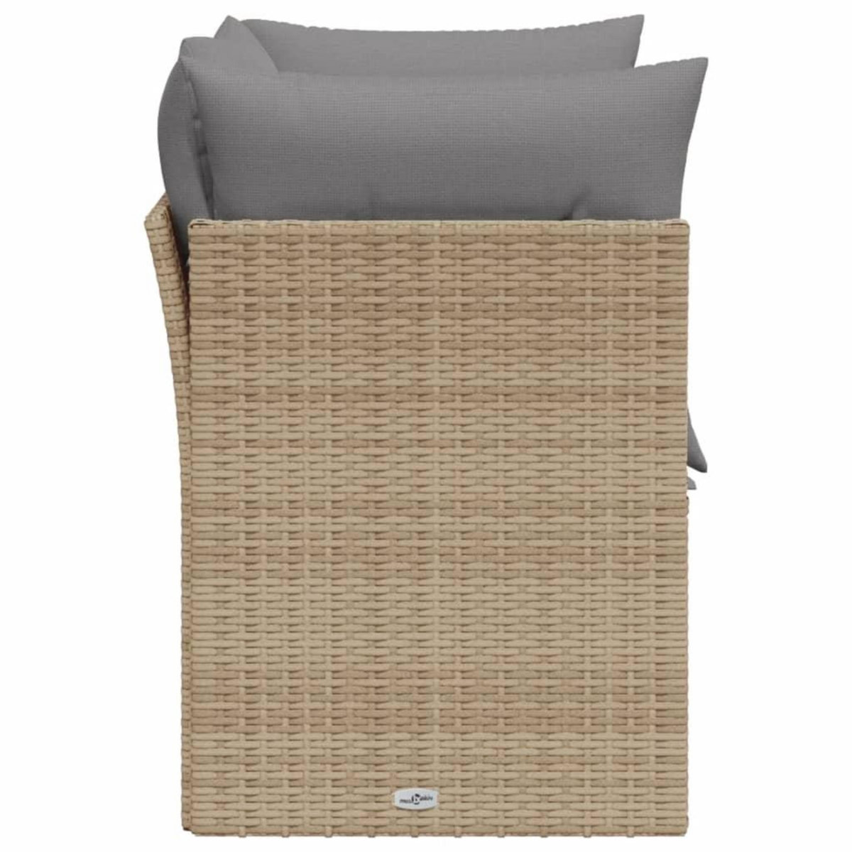 VIDAXL Canape de jardin avec coussins 2 places beige resine tressee