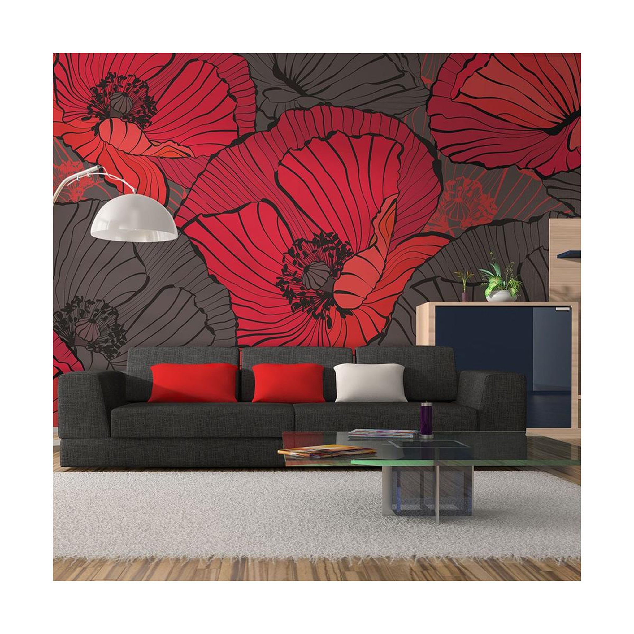 Paris Prix Papier peint  coquelicots plissés  270x450cm
