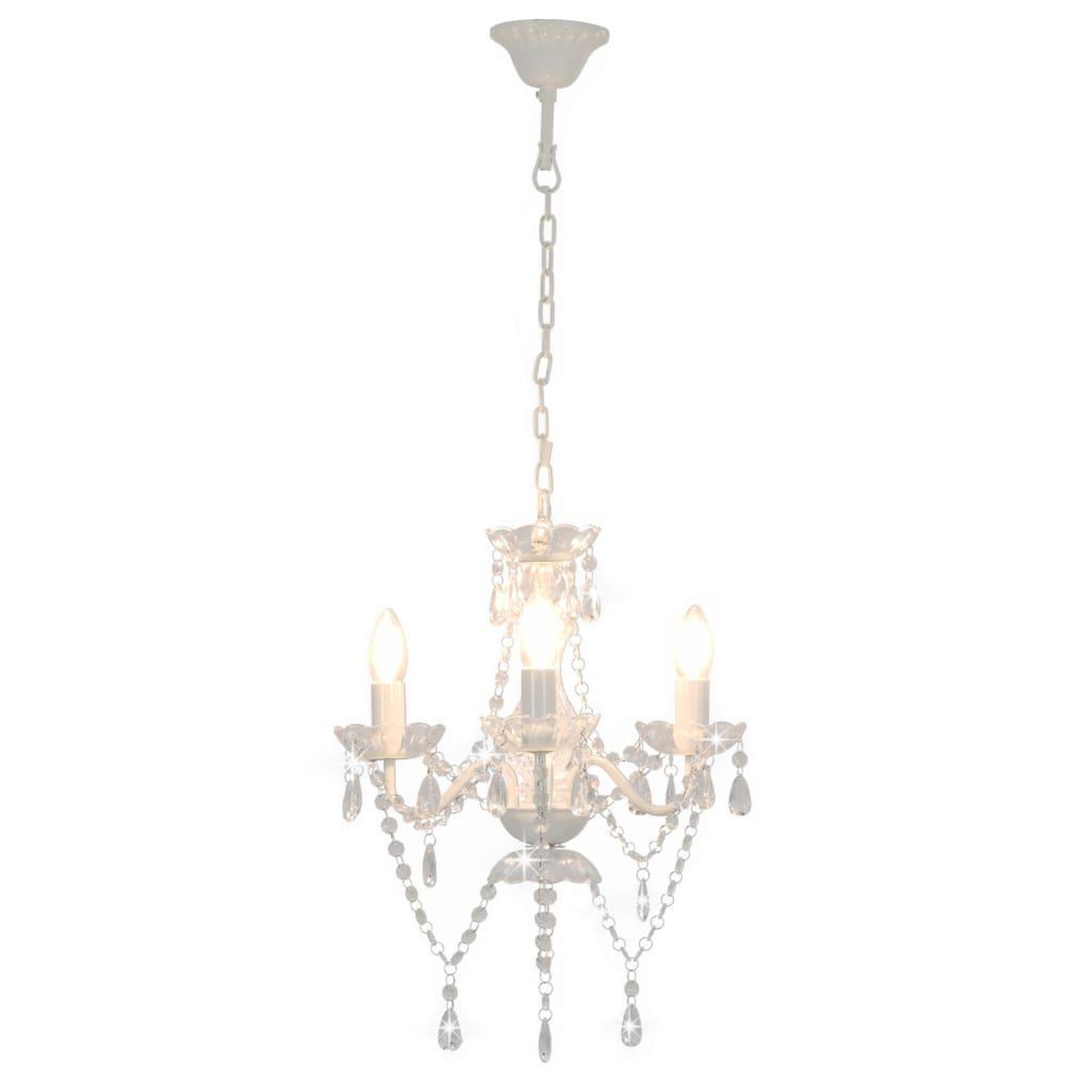 Voir la diapositive 2 : VIDAXL Lustre avec perles Blanc Rond 3 x E14
