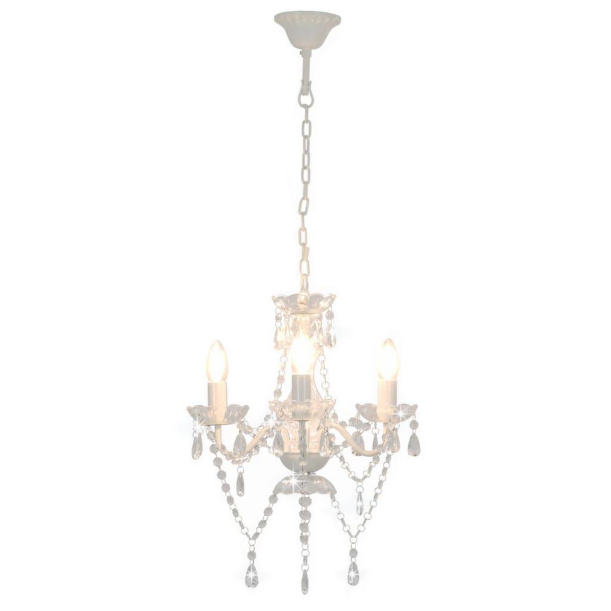 VIDAXL Lustre avec perles Blanc Rond 3 x E14