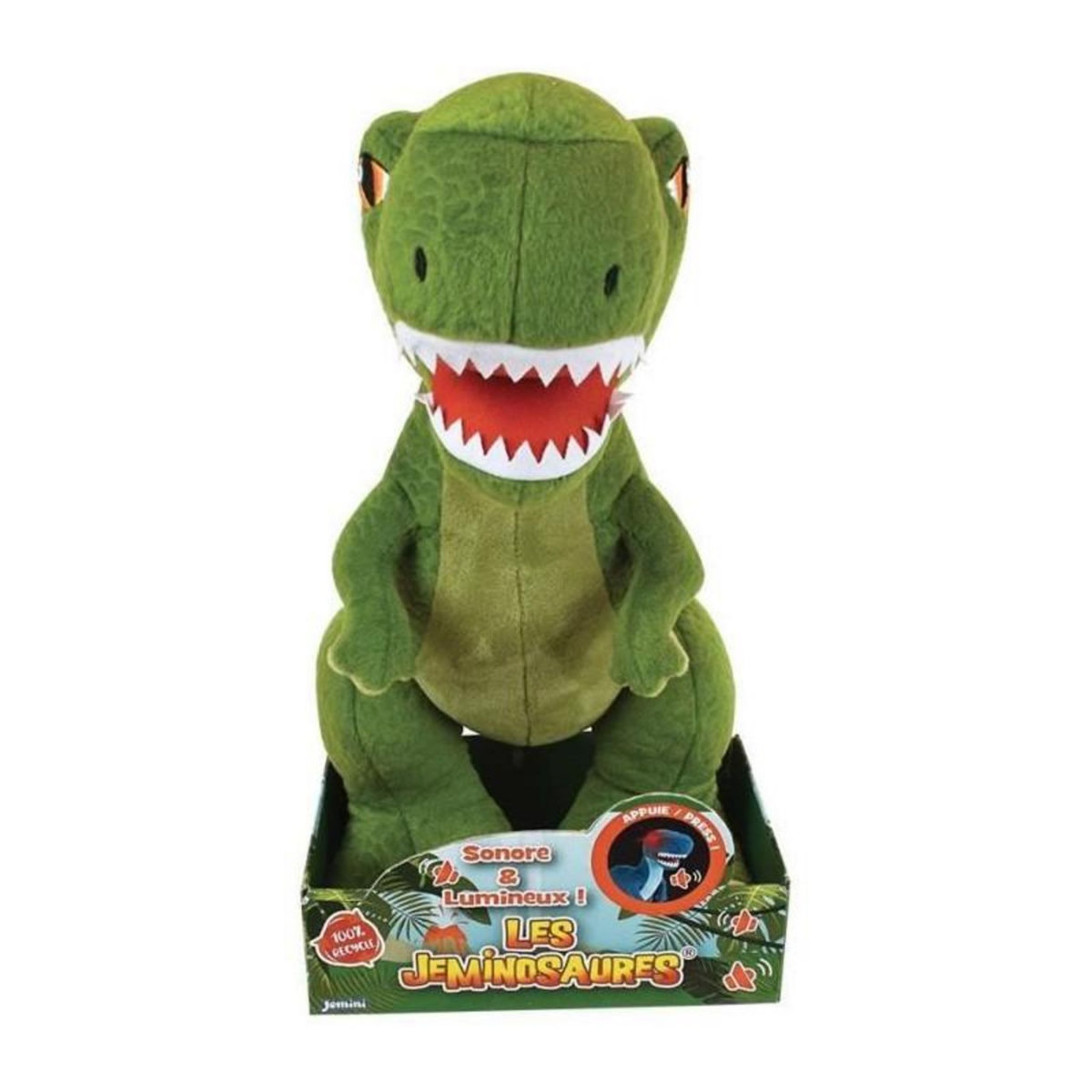 JEMINI Jemini les jeminosaures peluche dinosaure sonore et lumineuse tyrannosaur trex +/- 32cm