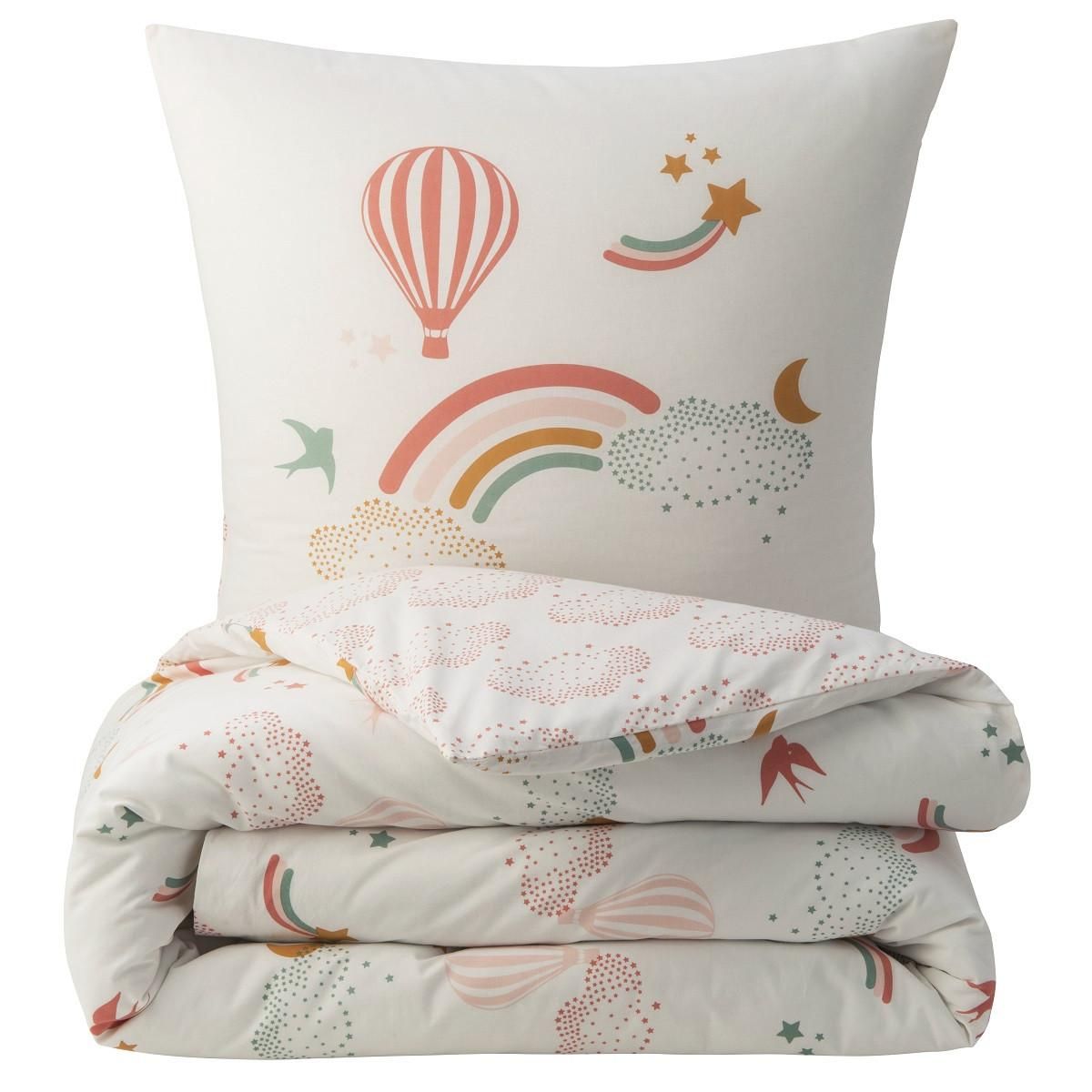 FUTURE HOME Parure de lit enfant en coton imprimé arc-en-ciel 140x200cm