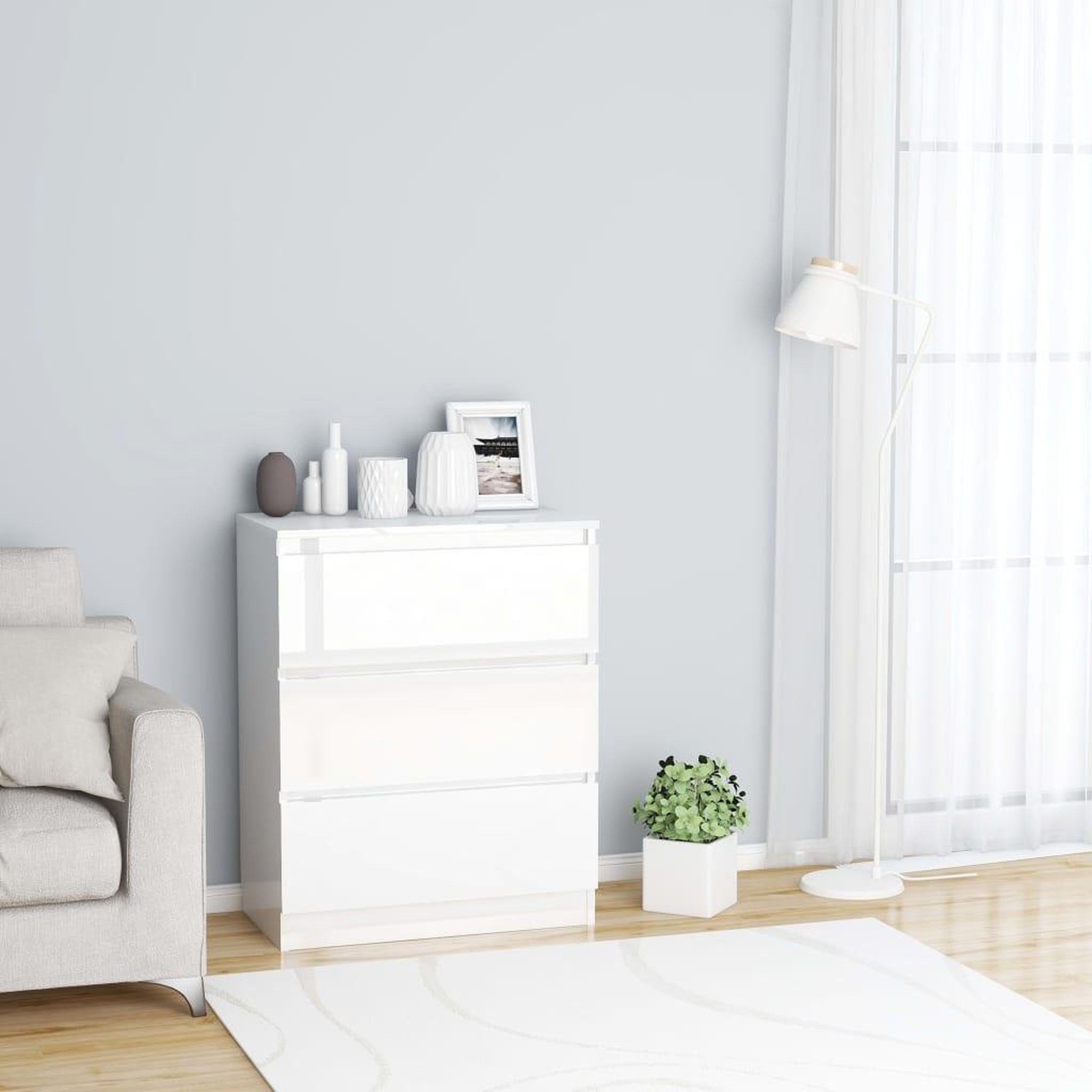Voir la diapositive 1 : VIDAXL Buffet Blanc brillant 60x35x76 cm Bois d'ingenierie