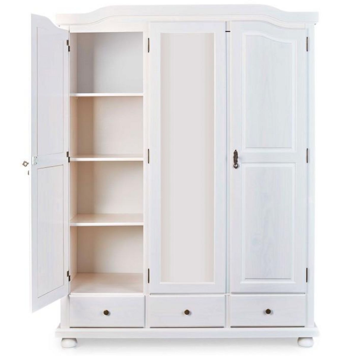 Paris Prix Armoire 3 Portes & 3 Tiroirs Bois  Izi  198cm Blanc