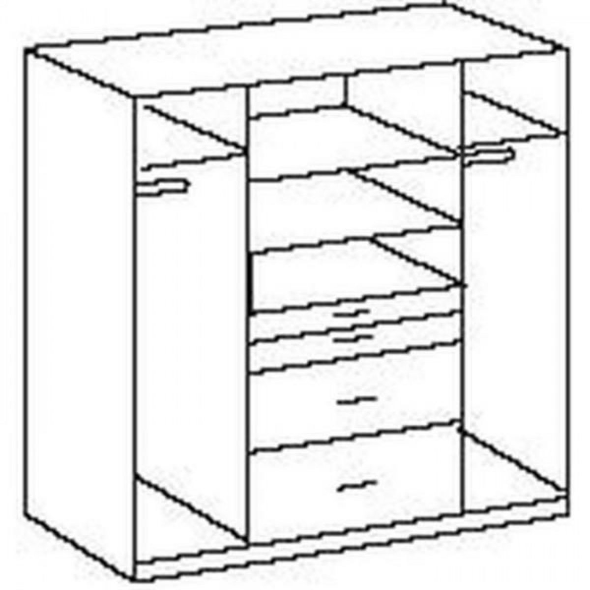 MARKET24 Armoire - Décor chene - 4 portes battantes + 4 tiroirs + miroirs - L180 x P58 x H199 cm