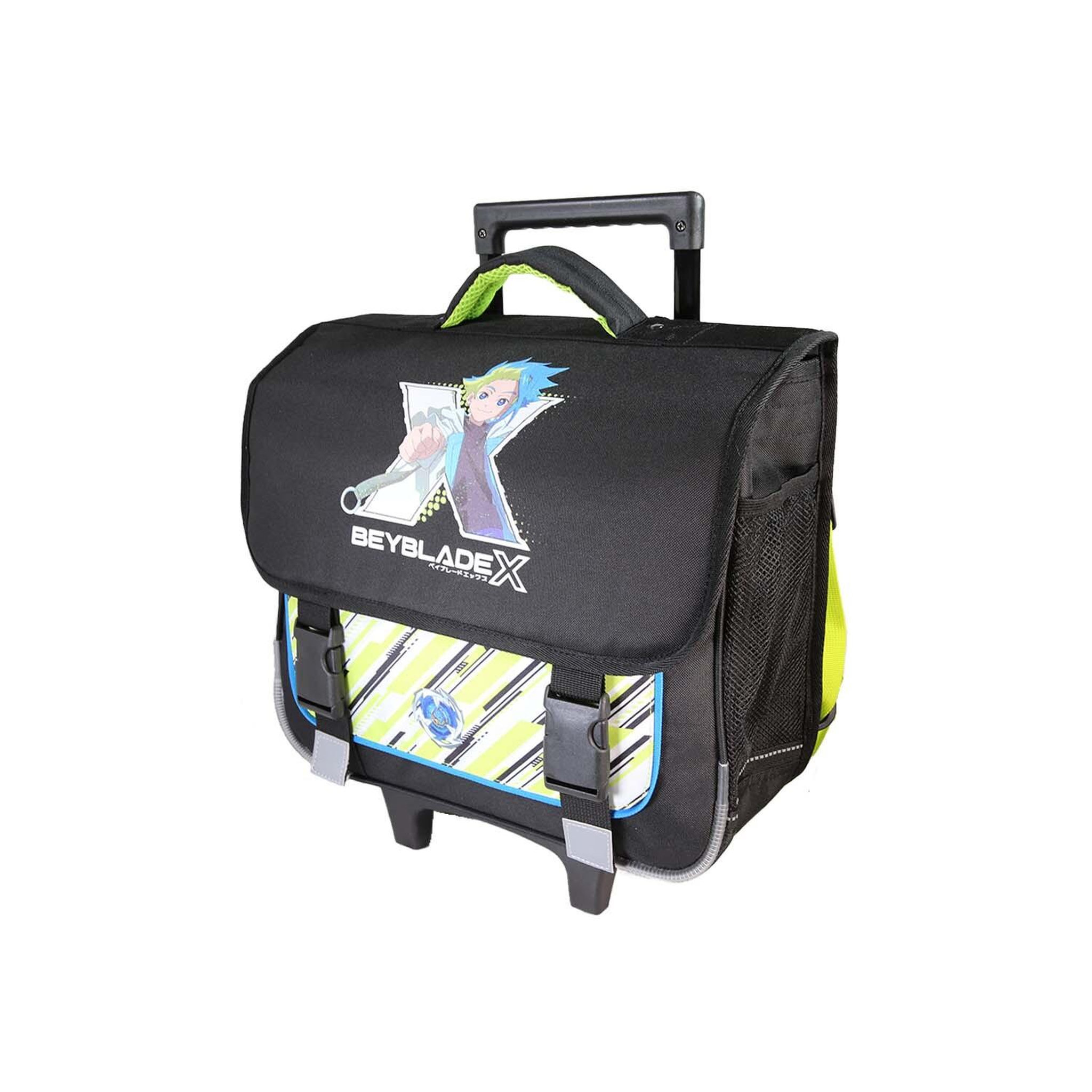 Voir la diapositive 2 : Bagtrotter Beyblade X - Cartable Scolaire à Roulettes 38 cm - Garçon - Noir/Vert - 2 Compartiments