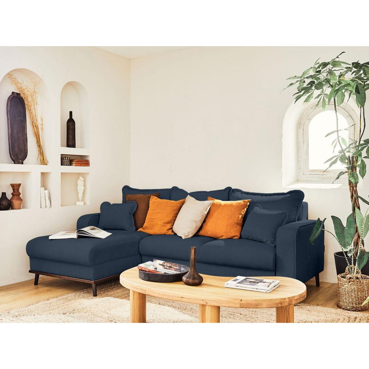 LISA DESIGN Albane - canapé d'angle gauche - 4 places - convertible avec coffre - en velours côtelé