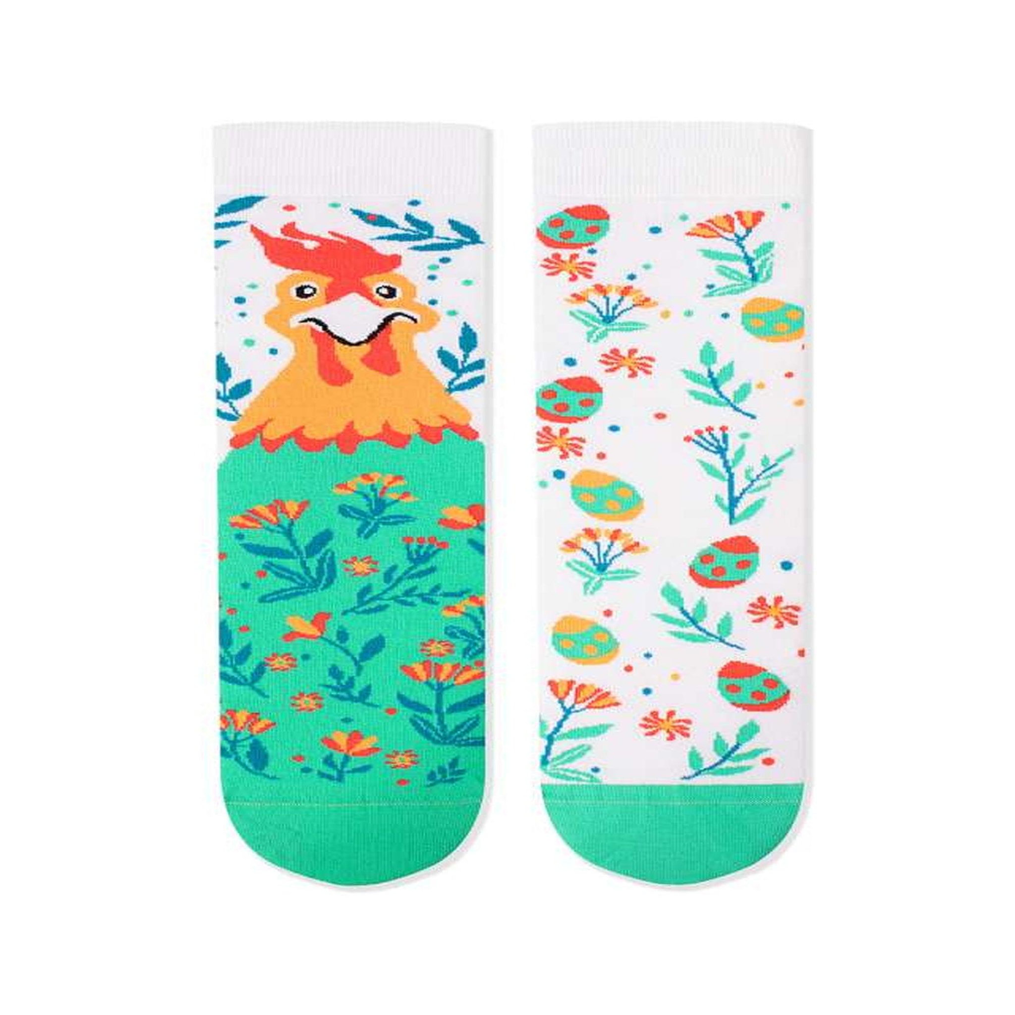 Voir la diapositive 2 : PIRIN HILL Chaussettes arty poulet de pâques - blanc & menthe