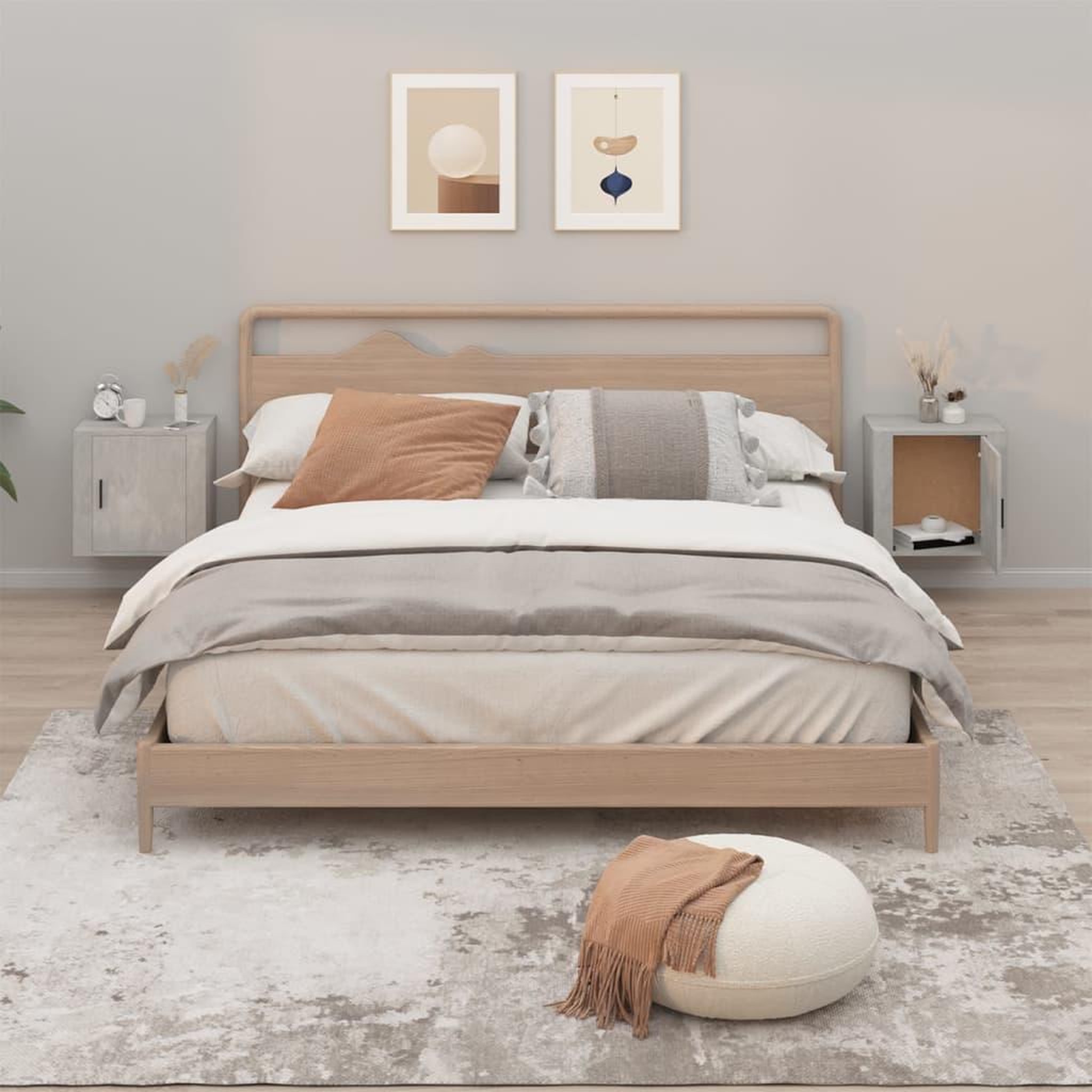 Voir la diapositive 1 : VIDAXL Tables de chevet murales 2 pcs Gris beton 50x30x47 cm