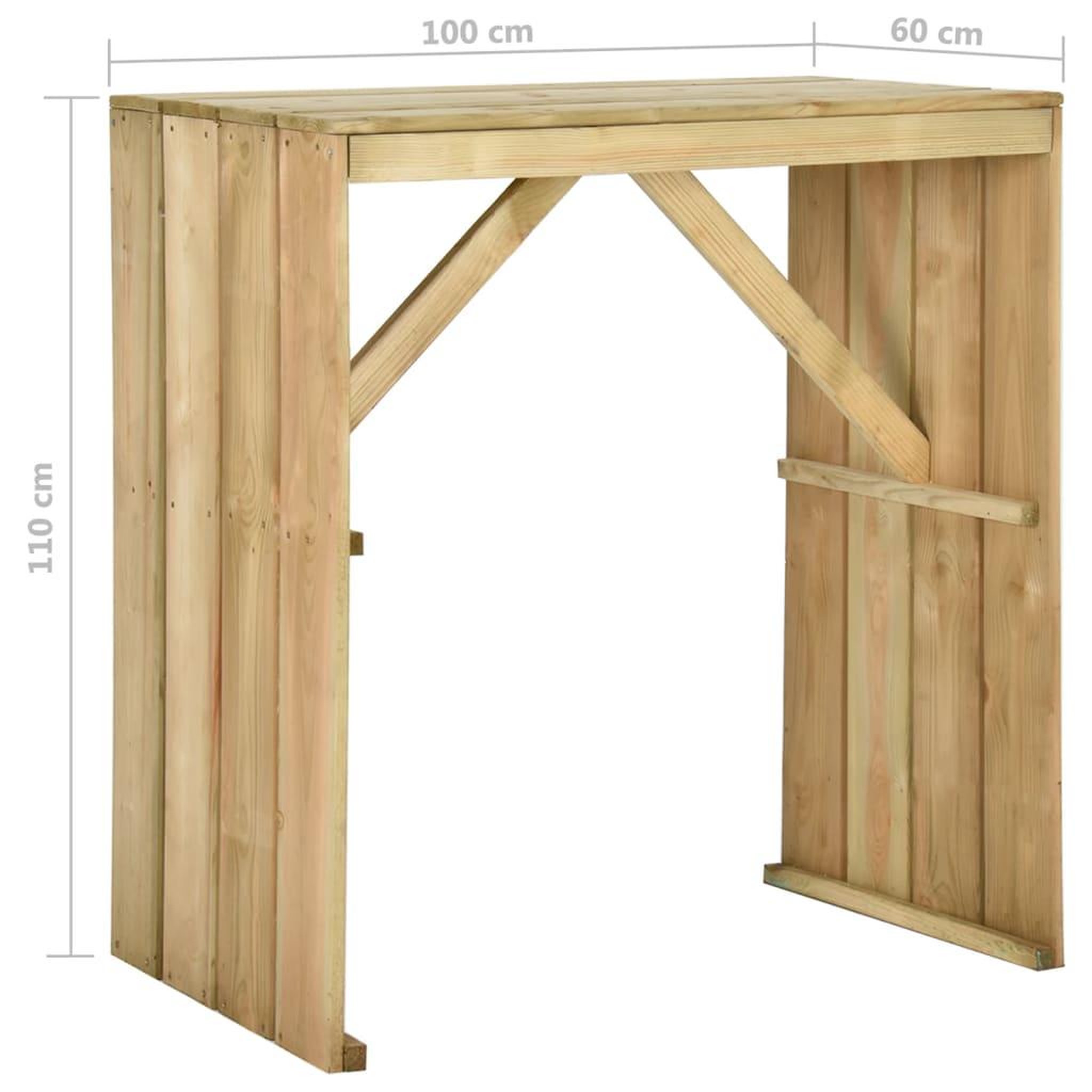 Voir la diapositive 6 : VIDAXL Table de bar 100x60x110 cm bois de pin impregne