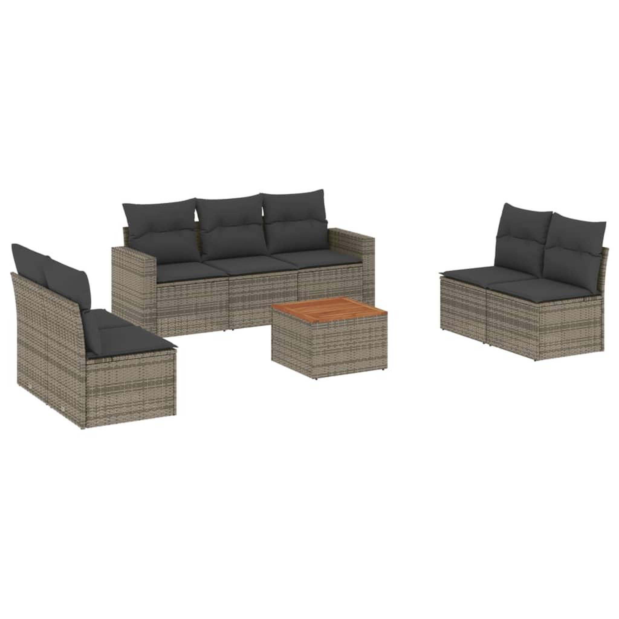 Voir la diapositive 2 : VIDAXL Salon de jardin 8 pcs avec coussins gris resine tressee