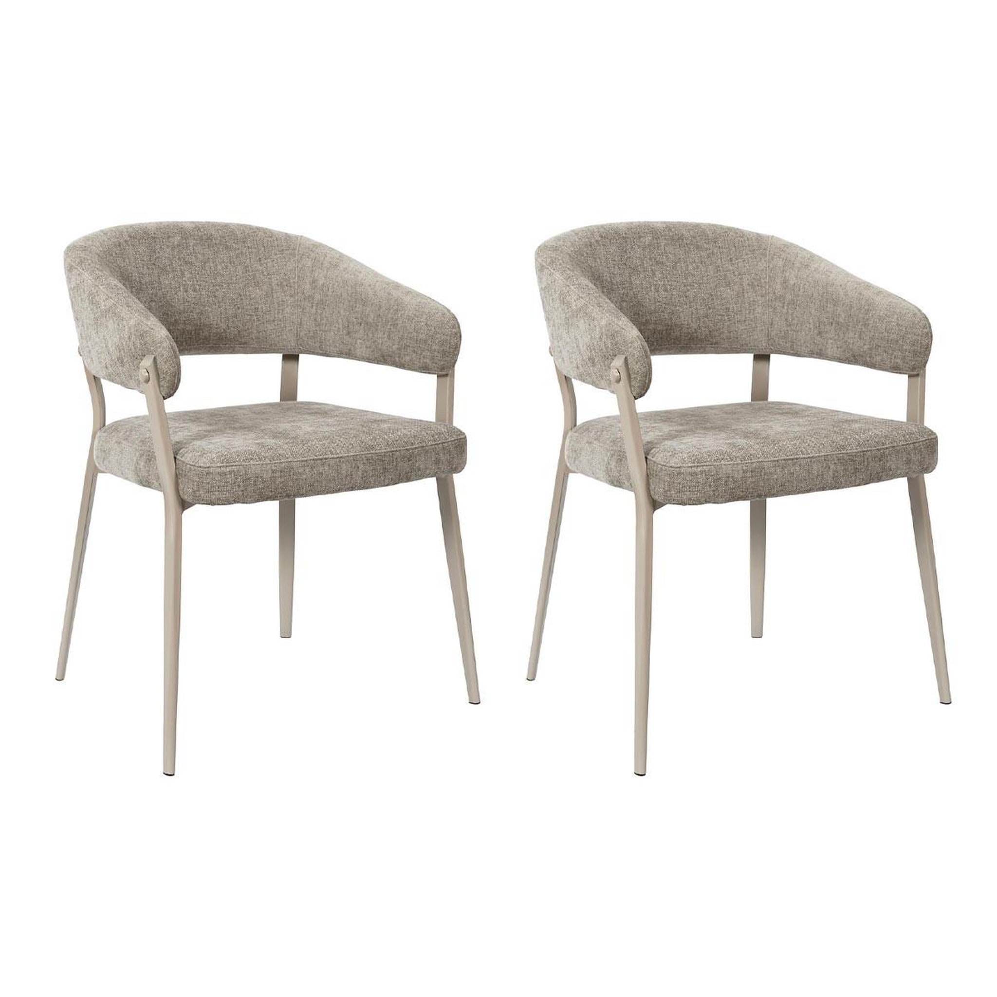 The Home Deco Factory Lot de 2 fauteuils de table  emilia  78cm taupe