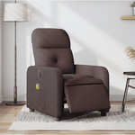 VIDAXL Fauteuil de massage inclinable electrique Marron fonce Tissu