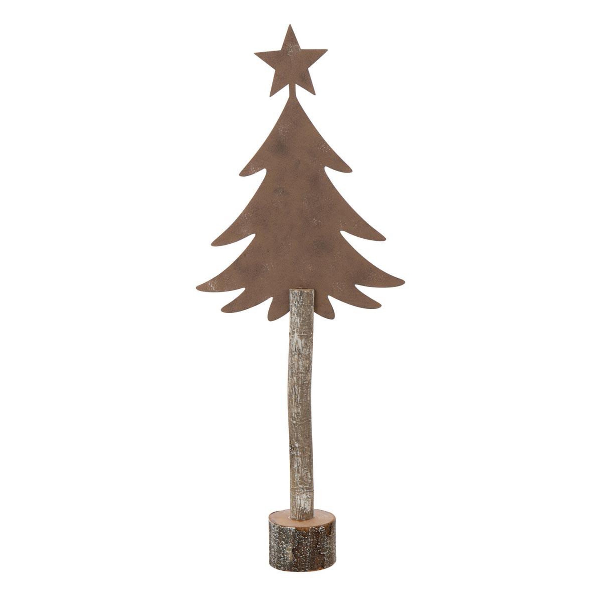 J-LINE Sapin de noël sur tronc  étoile  60cm marron