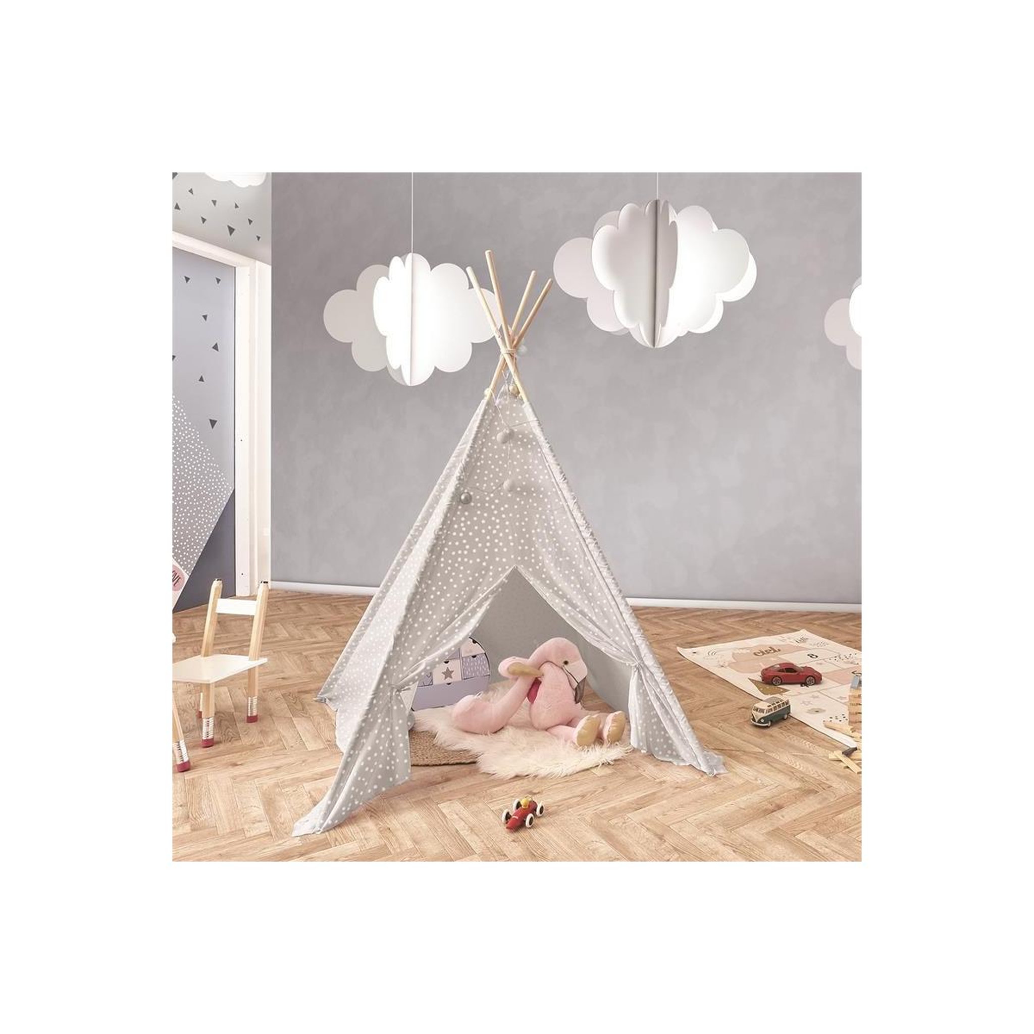Voir la diapositive 5 : HOME DECO KIDS Tipi Enfant Déco  Rêves  160cm Gris