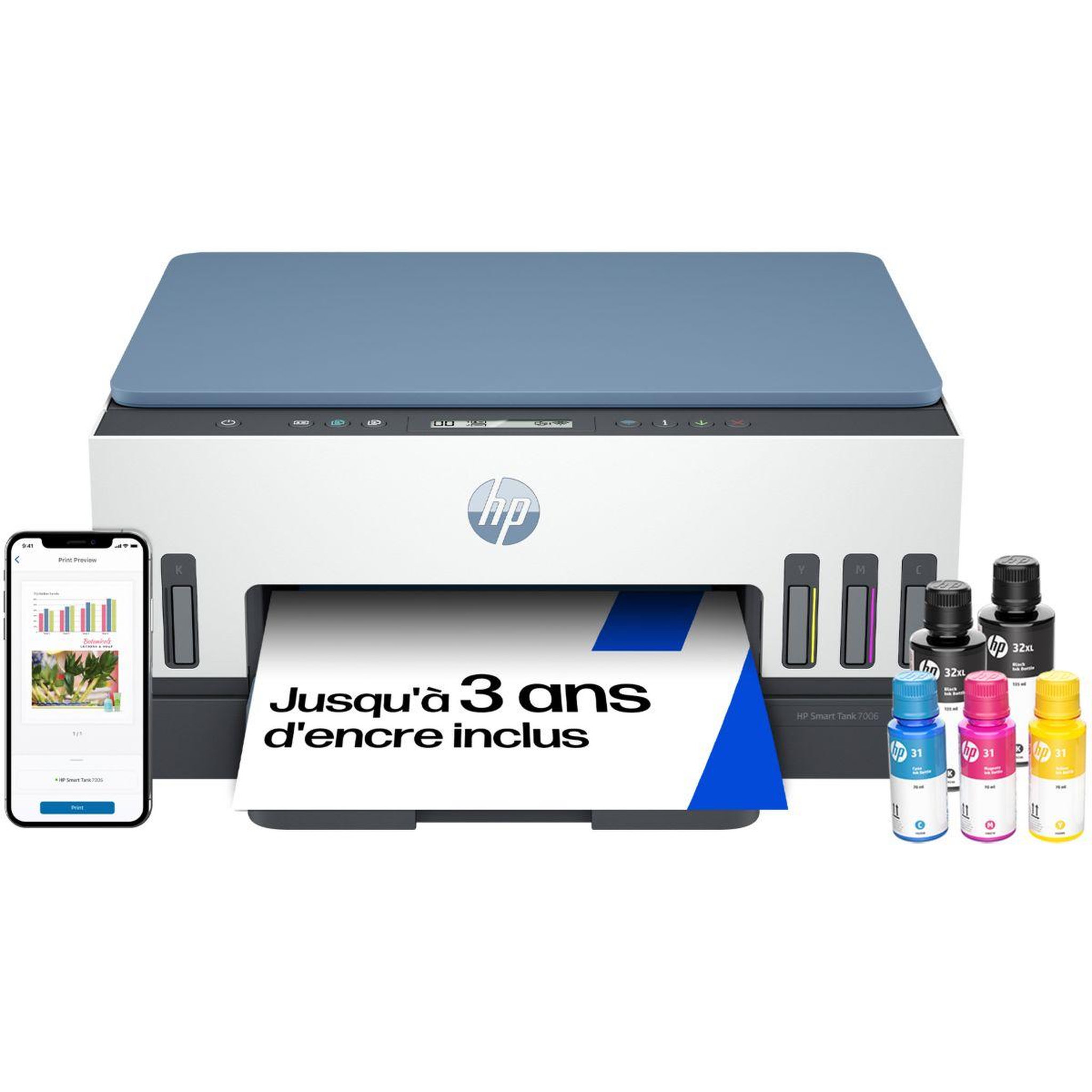HP Imprimante jet d'encre Smart Tank Plus 7006