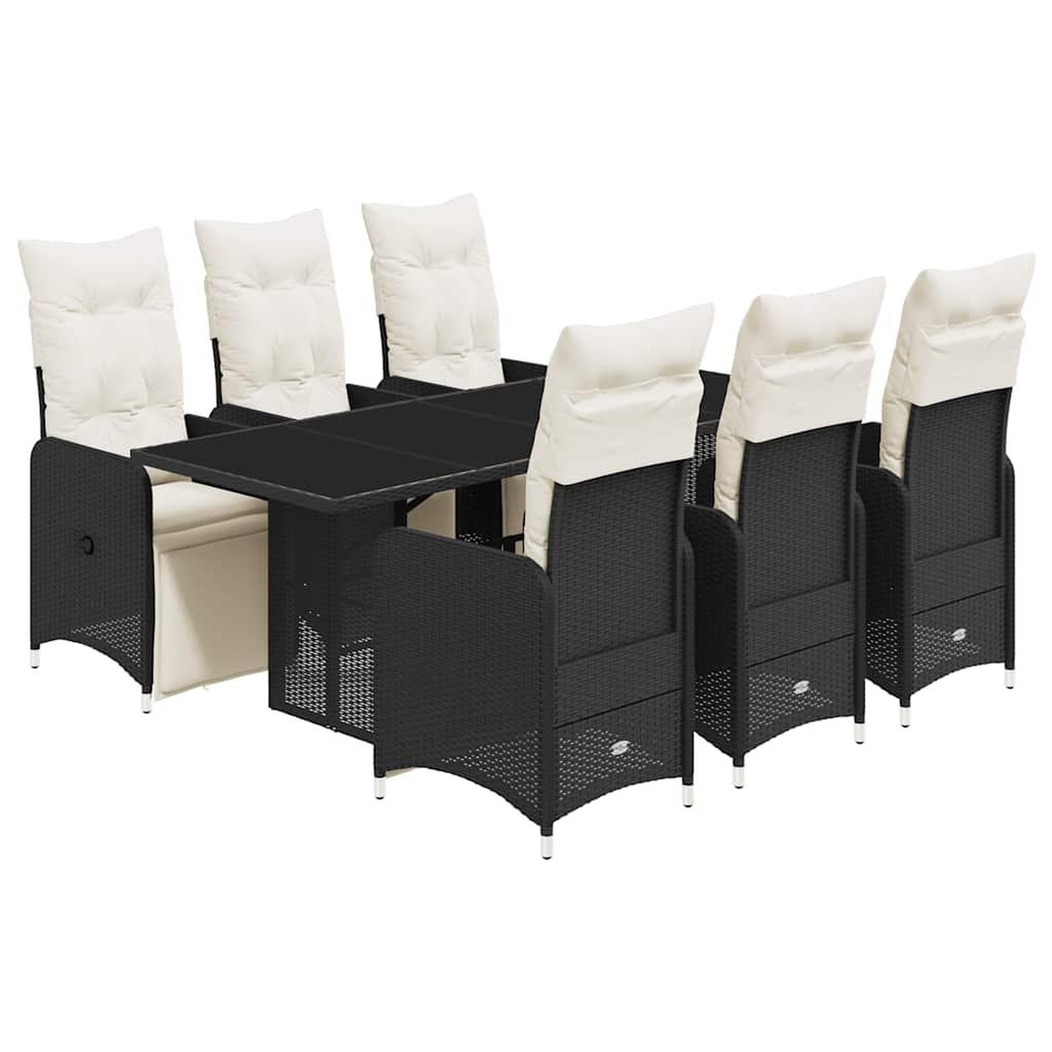 Voir la diapositive 2 : VIDAXL Ensemble de bistro de jardin 7 pcs coussins noir poly rotin