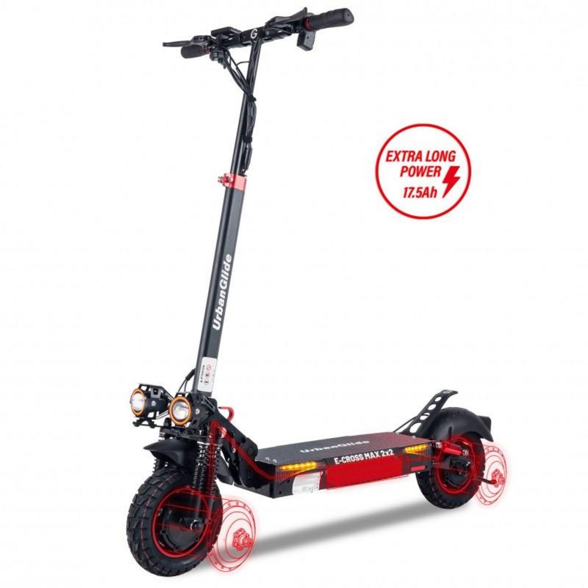 URBANGLIDE Trottinette electrique UrbanGlide ECROSS MAX 2x2 - 48v - 2x 800W - 18Ah