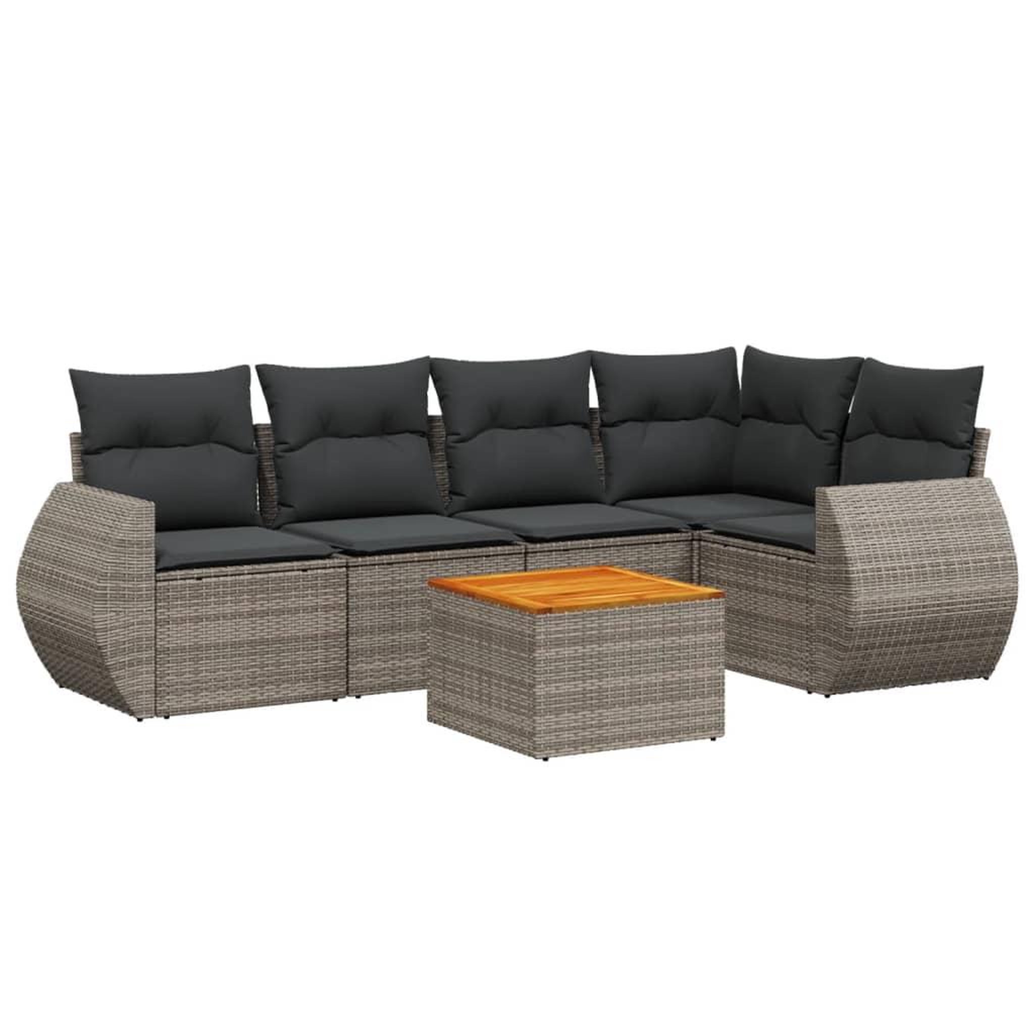 Voir la diapositive 2 : VIDAXL Salon de jardin 6 pcs avec coussins gris resine tressee
