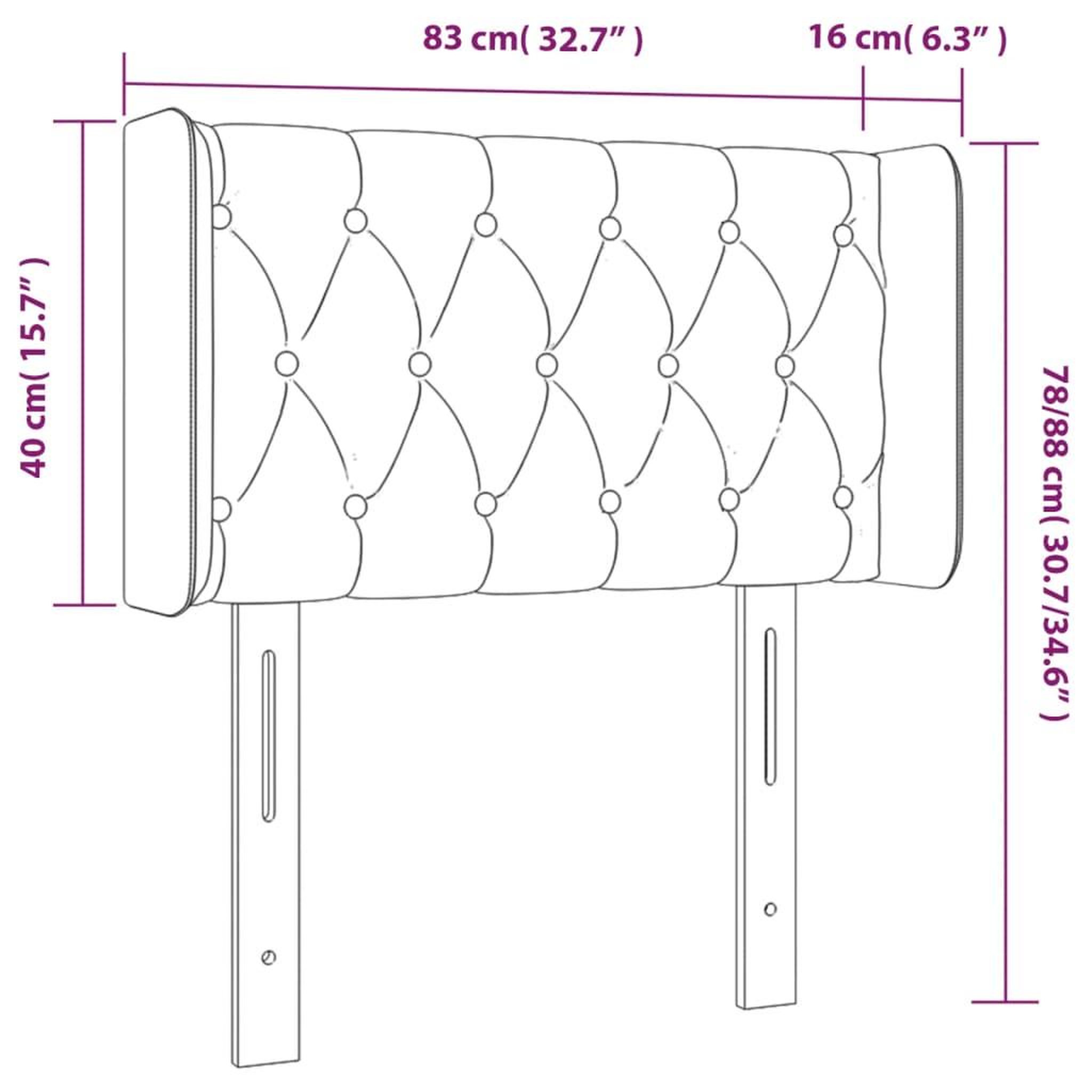 Voir la diapositive 6 : VIDAXL Tete de lit avec oreilles Gris fonce 83x16x78/88 cm Tissu