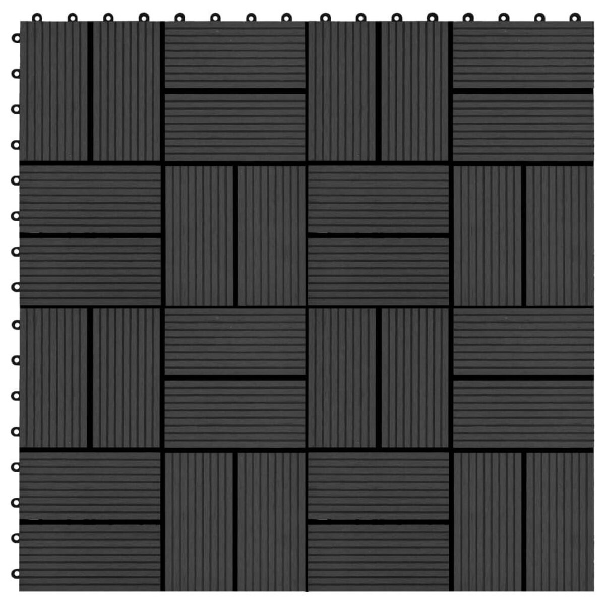 VIDAXL Carreau de terrasse 11 pcs WPC 30 x 30 cm 1 m^2 Noir